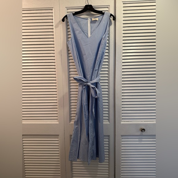 DMN Paris Striped Maxi Dress with Tie - Picture 1 of 6